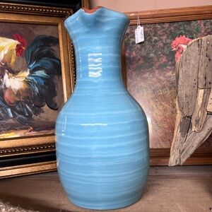 Large red ware vase decanter Aqua color